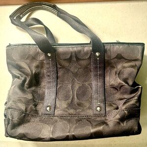 Coach Canvas Signature Black Monogram Purse Handbag F18844